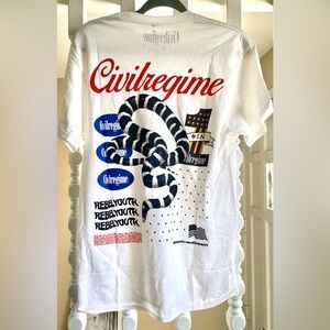 Civilregime White Graphic T-Shirt with Snake Design NWT